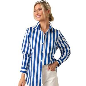 NEW PROSPERINA paula button down shirt in royal blue